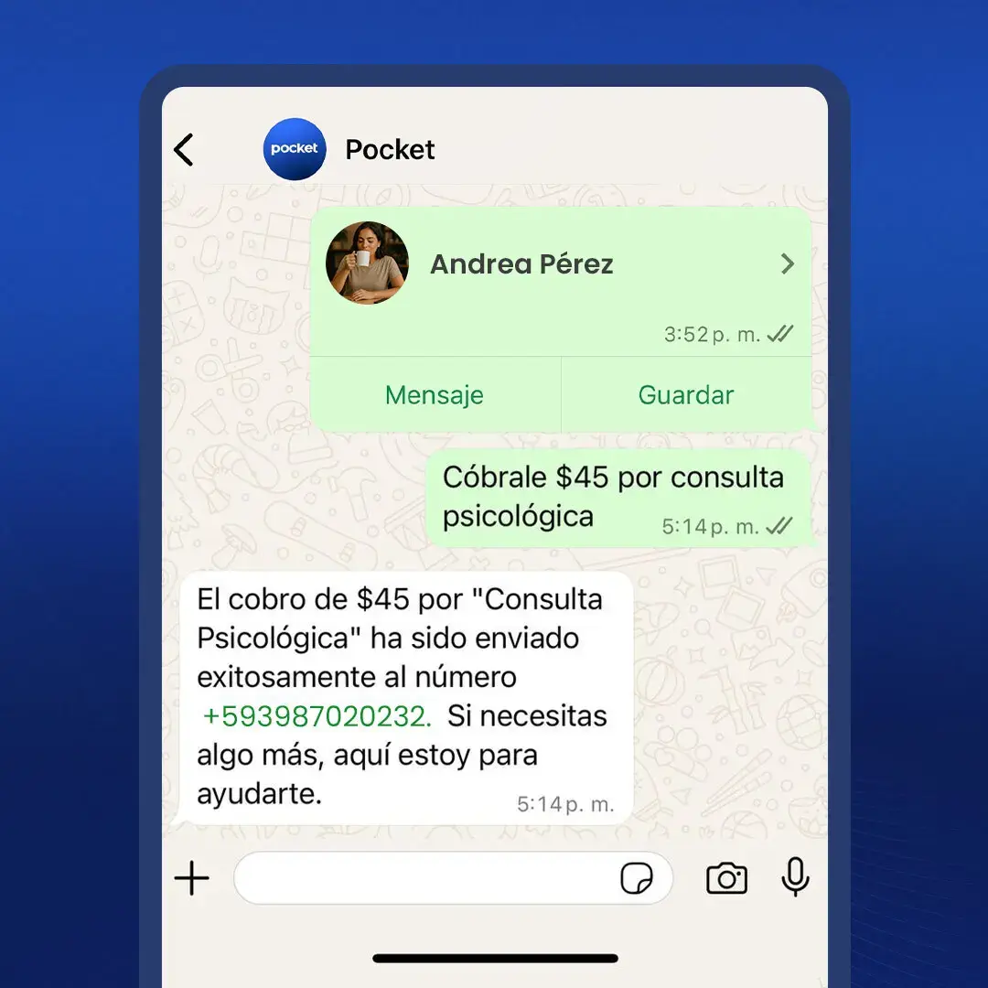 Interfaz para cobrar vía WhatsApp